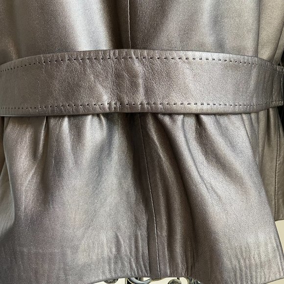 Tahari Bronze Lamb Nappa Leather Jacket - Picture 4 of 8